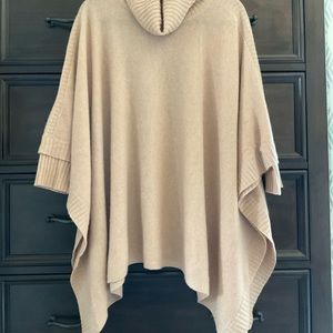 Cashmere Antonio Melanie Cowl-neck, mock poncho with 3/4” sleeves.
